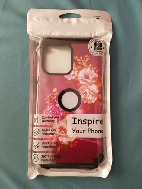 NEW Hocase iPhone 13 Pro Max Hard 360 Case Shockproof Royal Purple Flowers